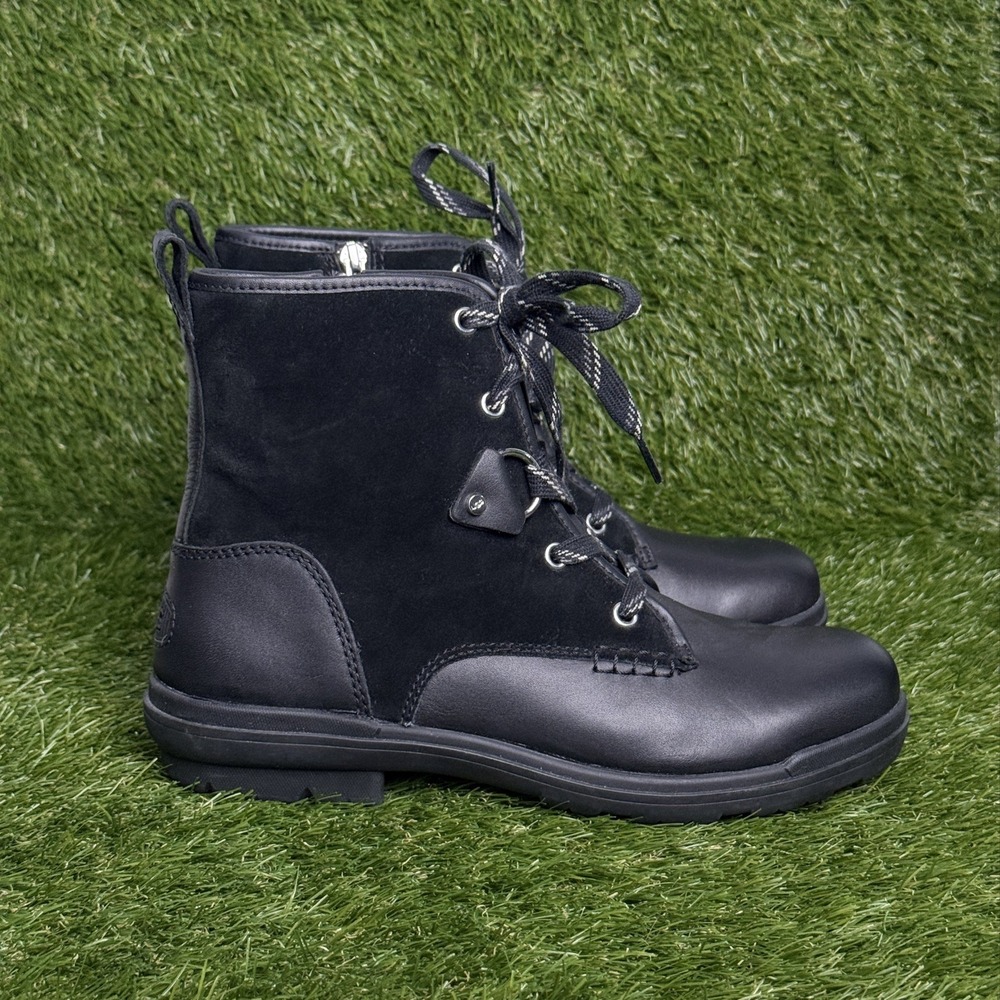UGG Hapsburg Hiker Ankle Boots Black Waterproof Leather Suede 1130832 Womens 9